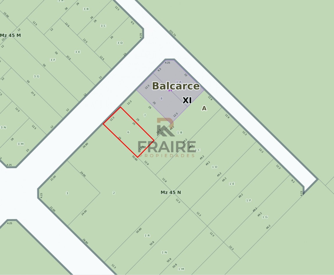 LOTE DE 12,30 X 25 - BALCARCE